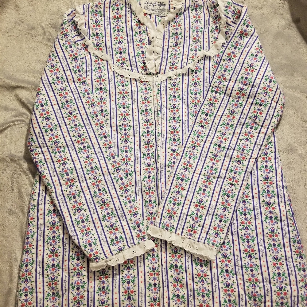 Lanz of Salzburg Tyrolean Flannel 3/4 zip sleeper L/S Nightgown